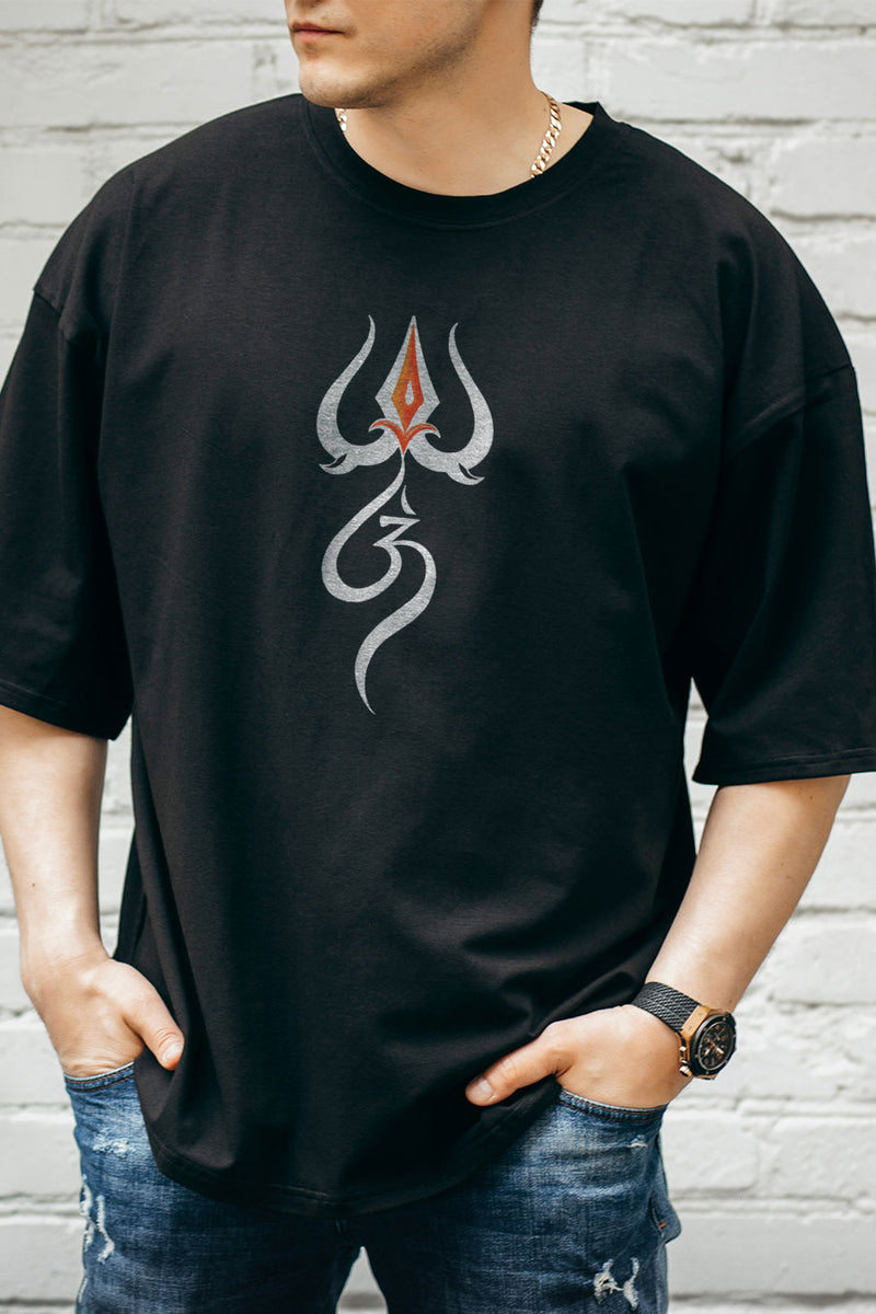 Mens Trishul Printed Oversizedregular T Shirt Vedic Tees 8871