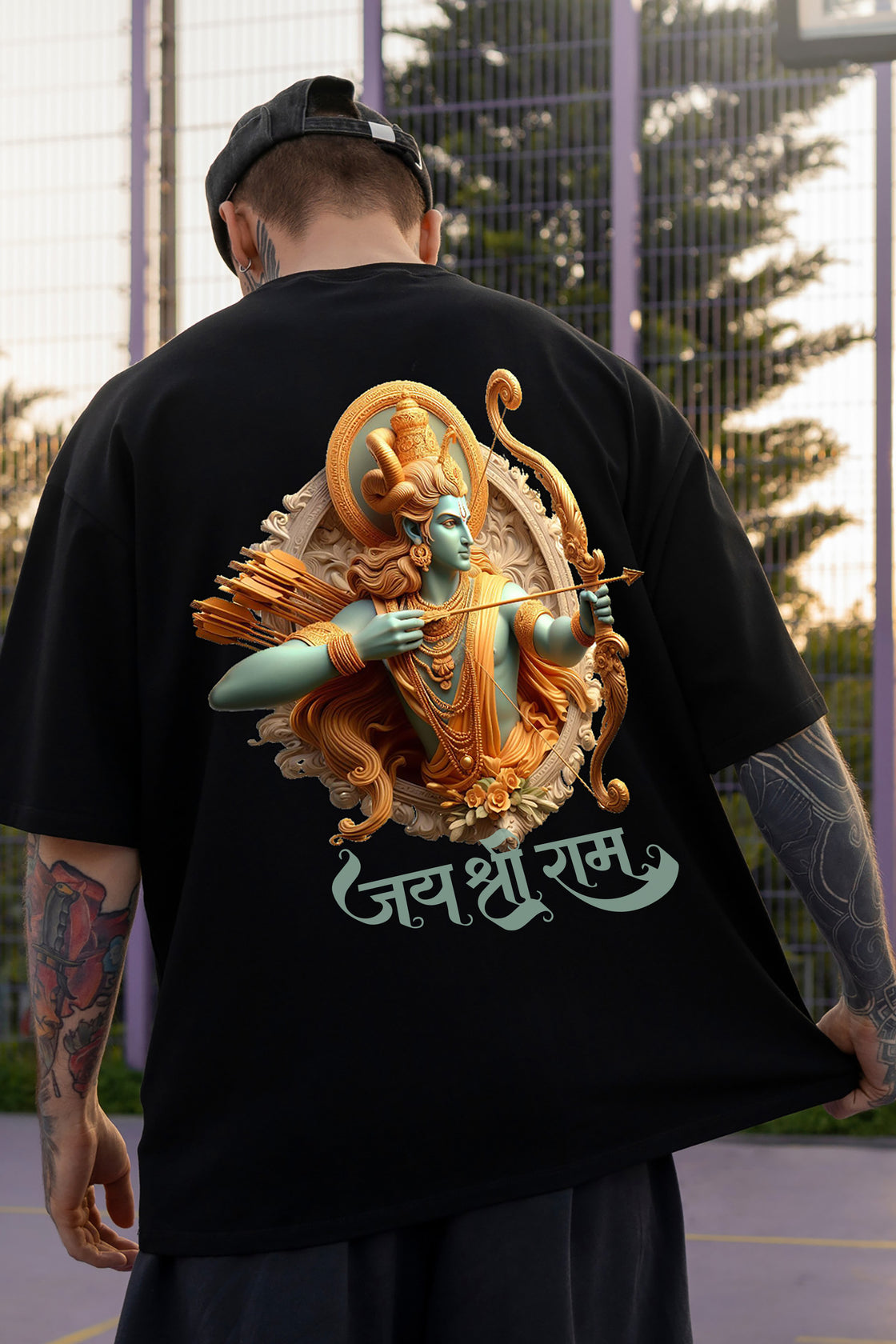 Men's Shree Ram 6 3D Printed Oversized T-shirt