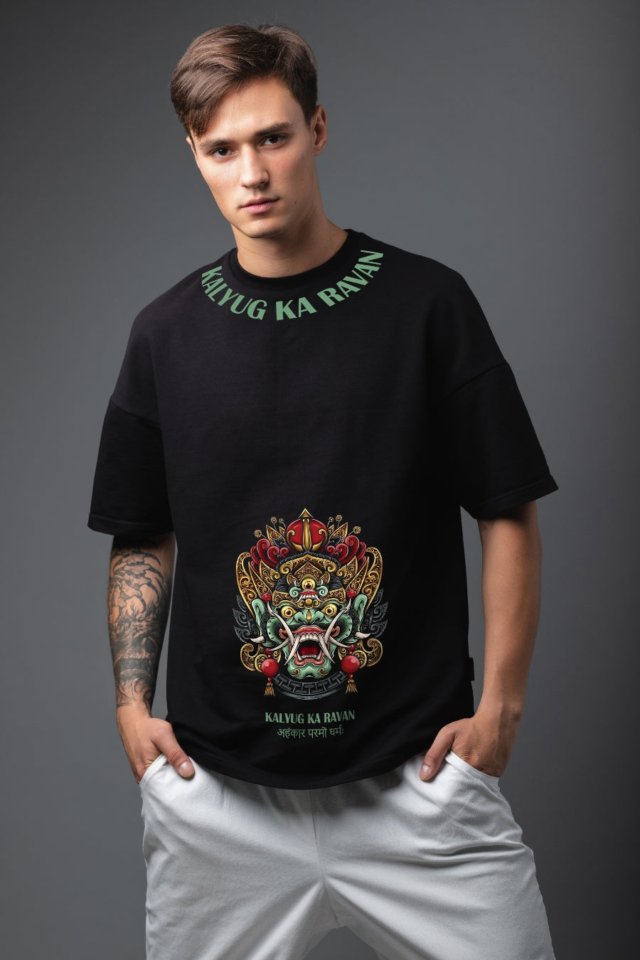 Men's Kalyug Ka Ravan Printed Oversized/Regular T-Shirt