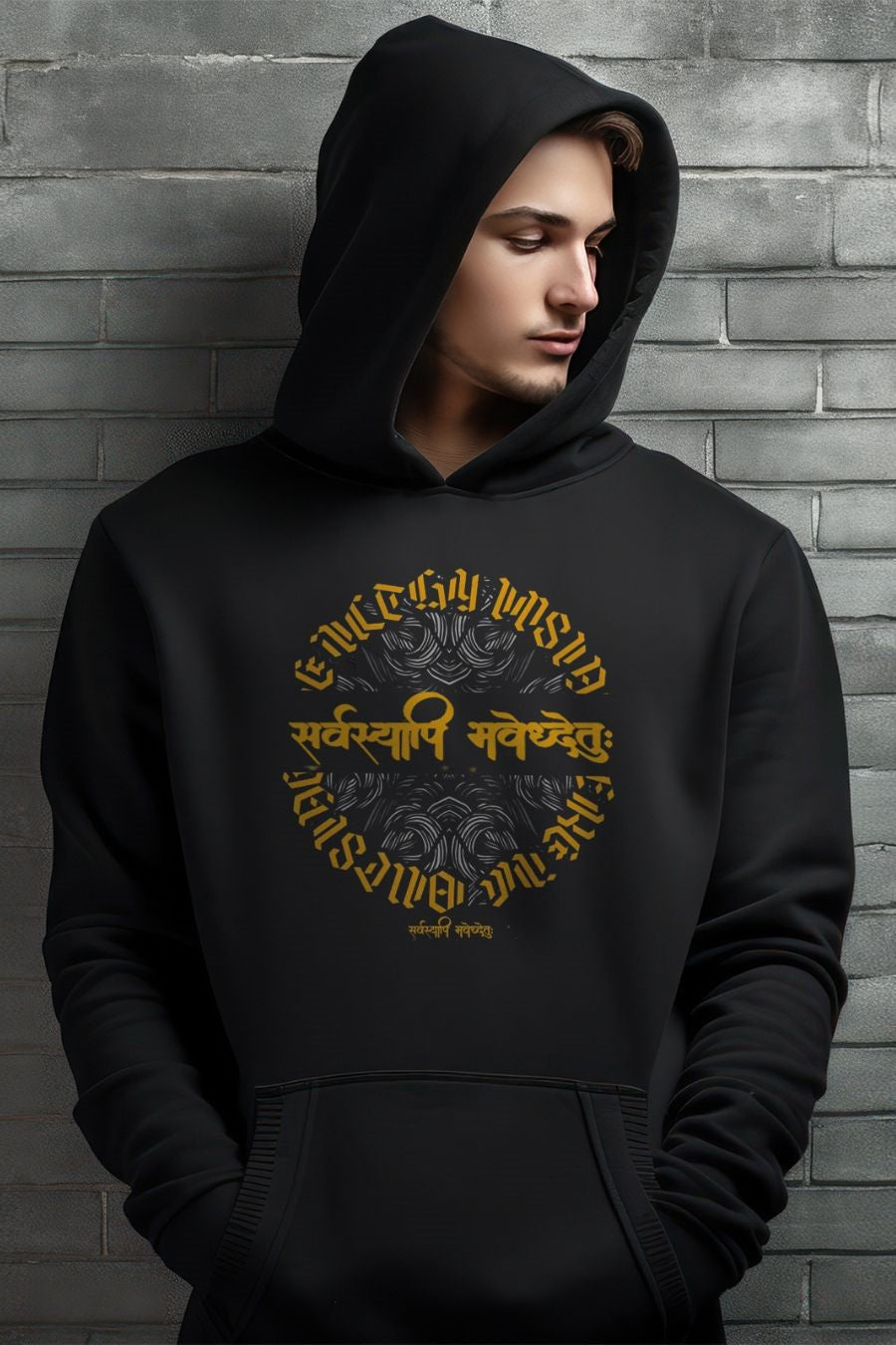 Sarvyapi Bhavedhyetu 2 Printed Black Hoodies