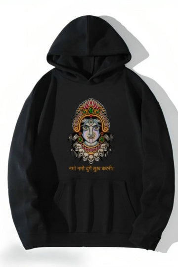 Durga Printed Black Hoodies