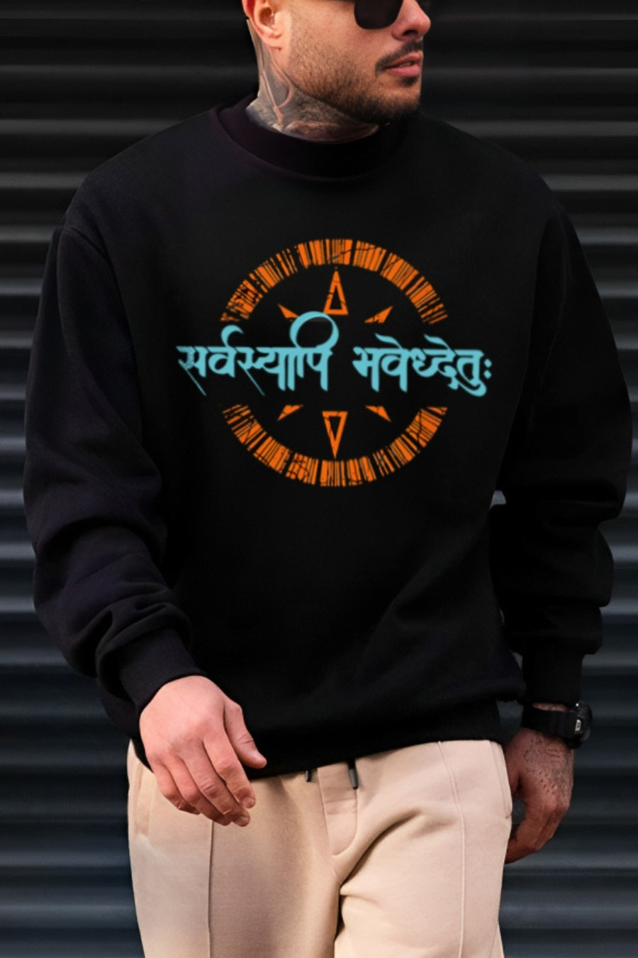 Sarvyapi Bhavedhyetu Printed Black Sweatshirt