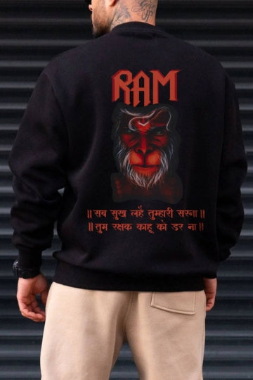 Men's Ram Printed Black Sweatshirt