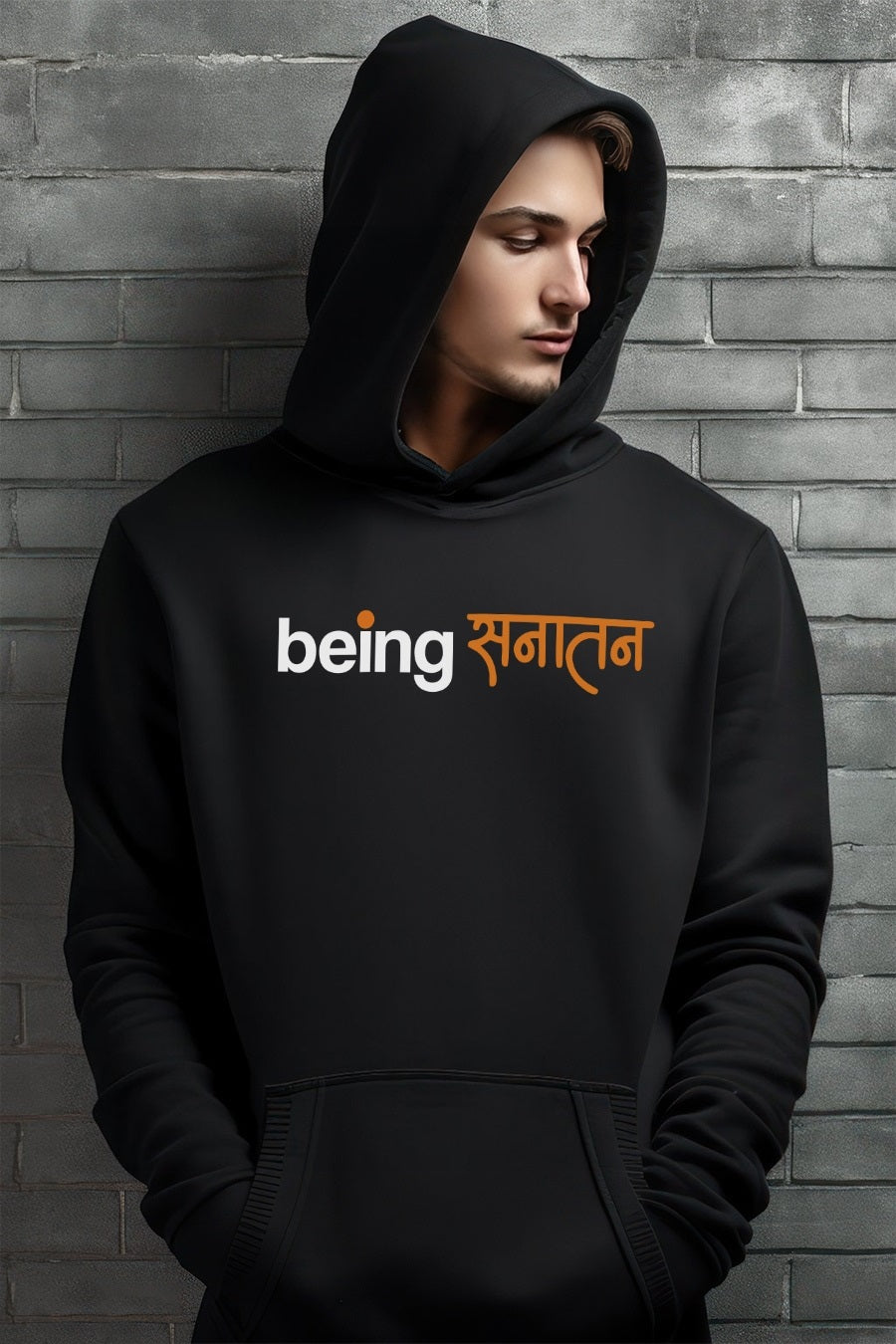 Being Sanatan Printed Black Hoodies