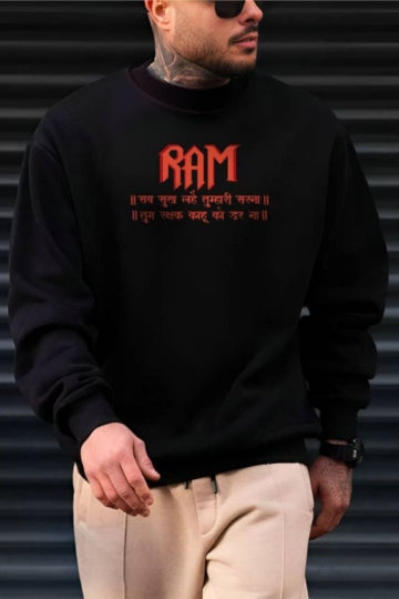 Men's Ram Printed Black Sweatshirt