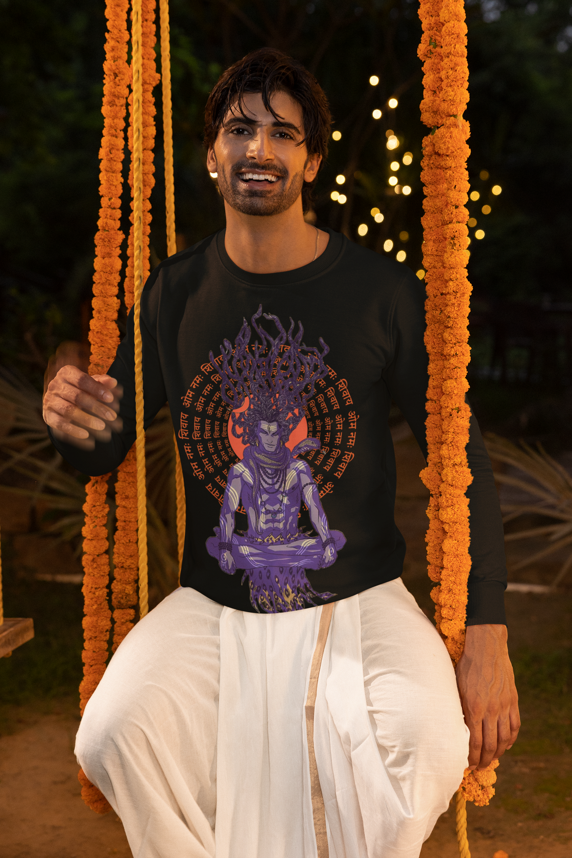 Men's Om Namah Shivaay Printed Black Sweatshirt