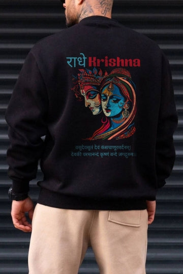 Radhe Krishna Printed Black Sweatshirt