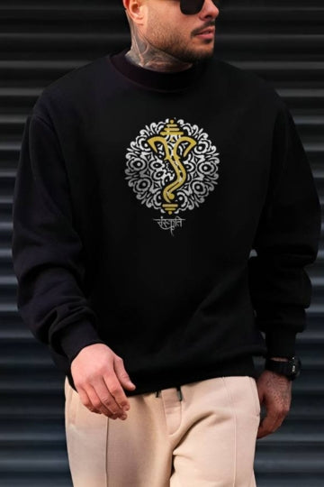 Sanskriti Printed Black Sweatshirt