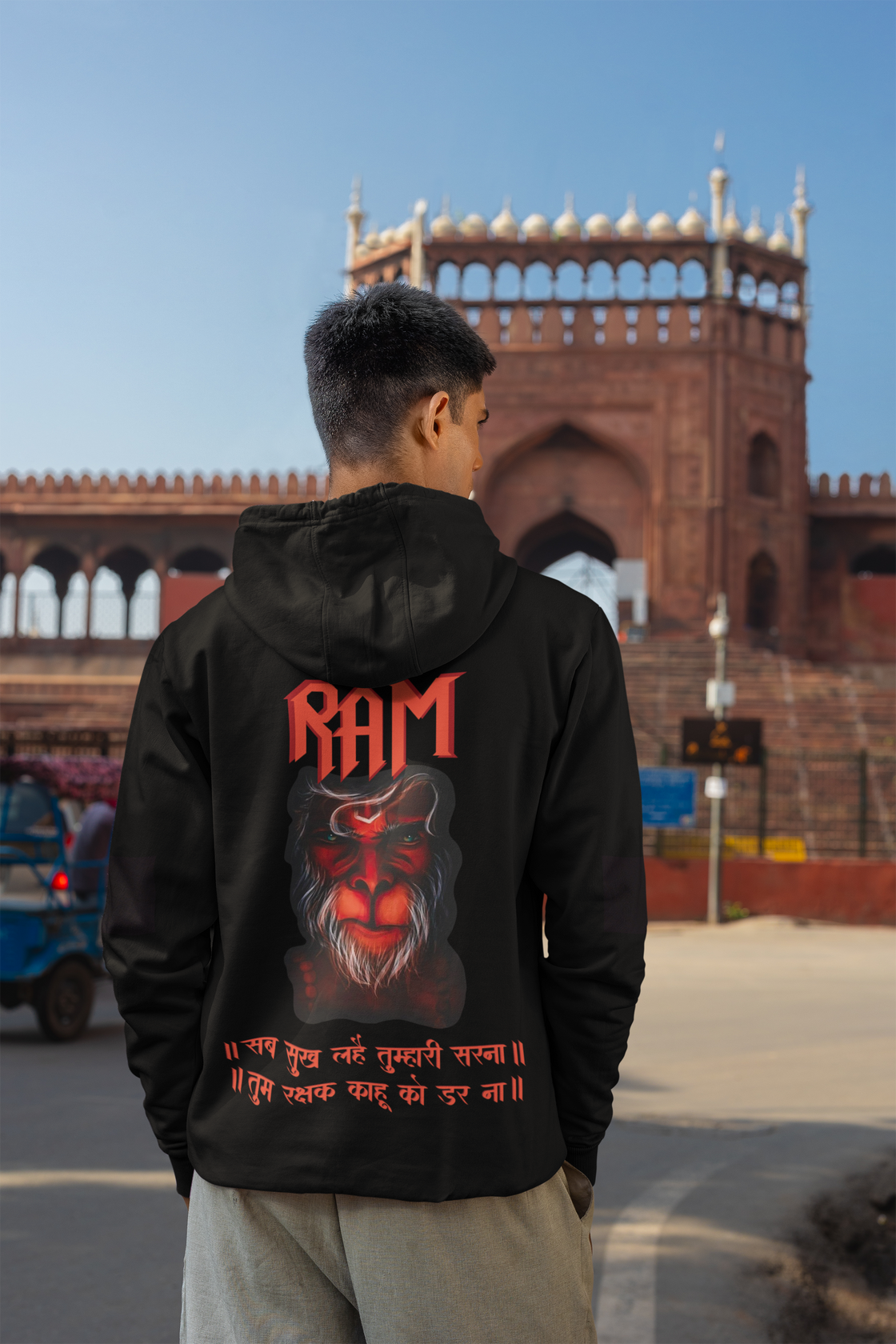 Ram Ji Printed Black Hoodies