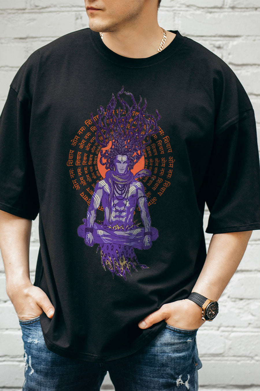 Men's Om Namah Shivay Printed Oversized/Regular T-shirt