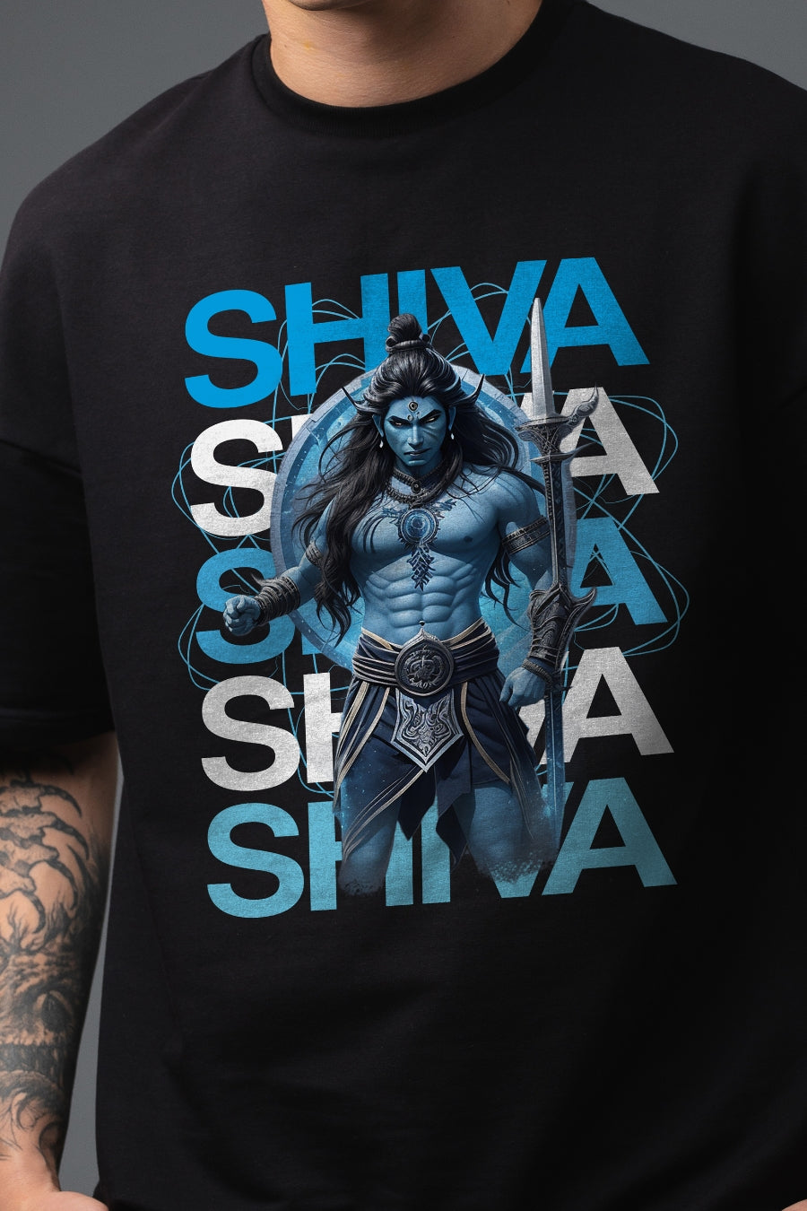 Men's Shiva Front Printed Oversized/Regular T-Shirt