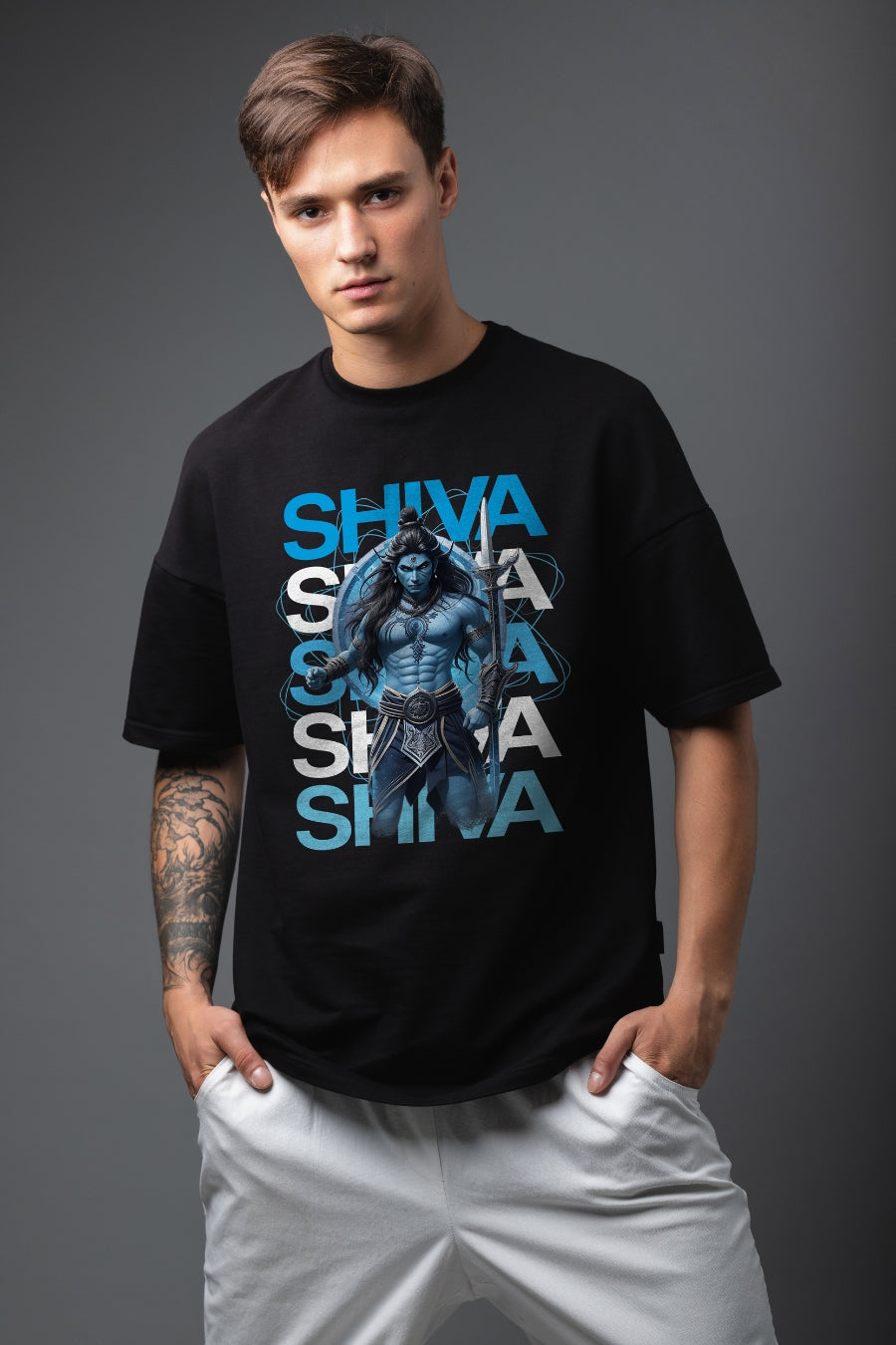 Men's Shiva Front Printed Oversized/Regular T-Shirt